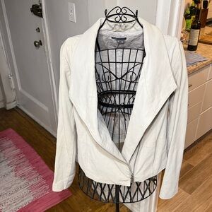 VINCE Goat Leather Jacket Cross Zip-Front Mixed Media HandStitched Details (XL)